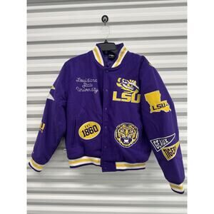 LSU Tigers Men’s Large Chalk Line Heavy Wool Varsity Jacket NCAA NEW